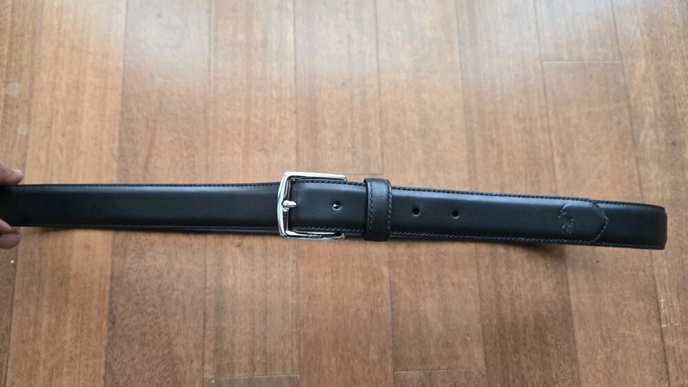 Nwot POLO RALPH LAUREN Black Leather Belt Size 42.10.5